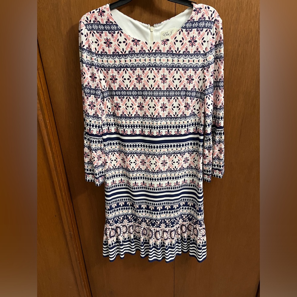 Eliza J  lined floral dress size 14 with tags. Pink, navy and white floral.